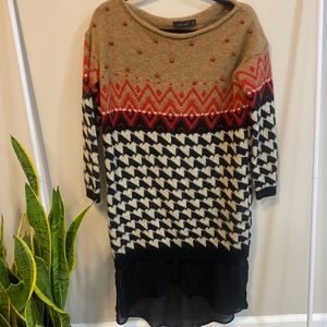 Twin Set Black, Red, & Tan Sweater Dress | Size Small